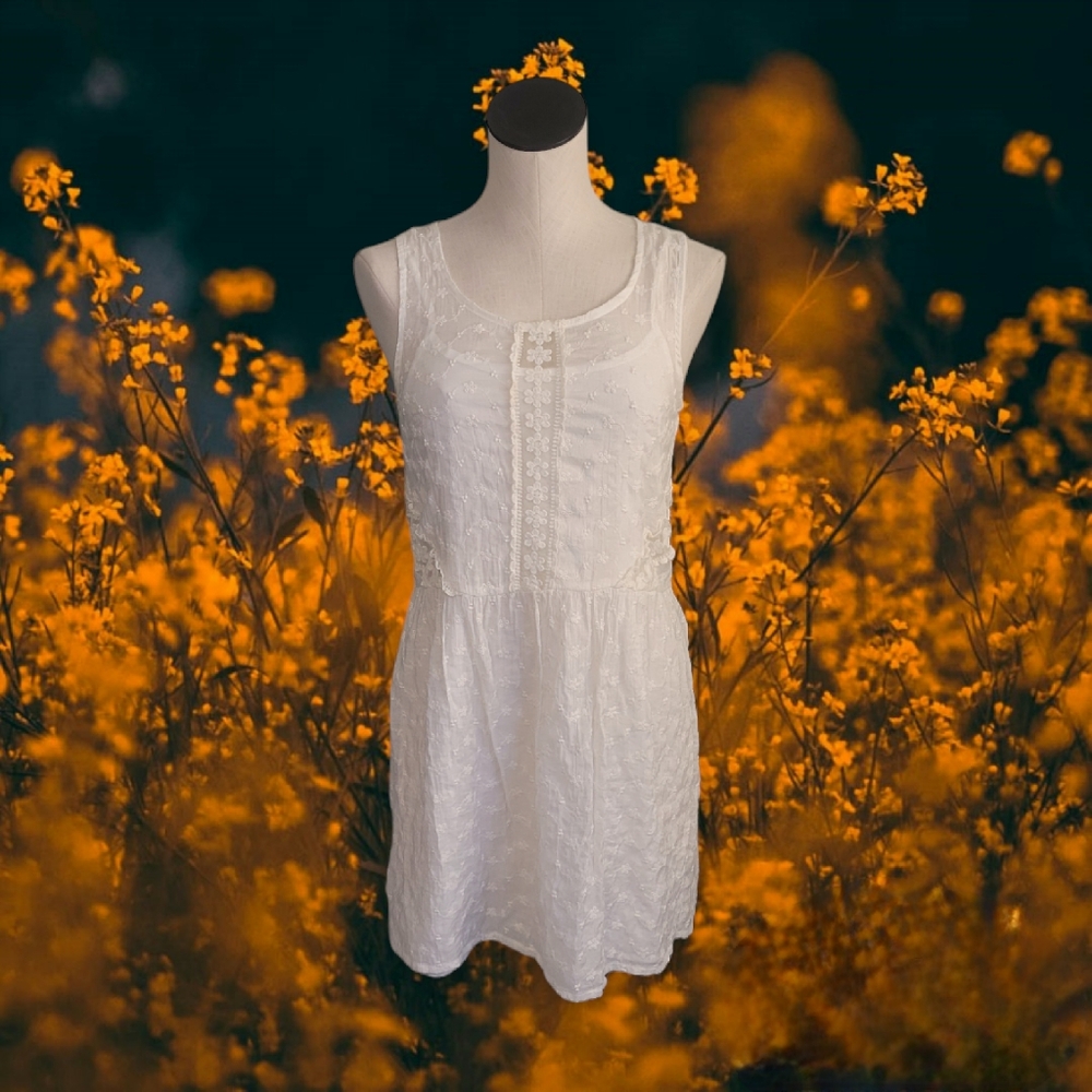 White Lace Sleeves Summer Dress